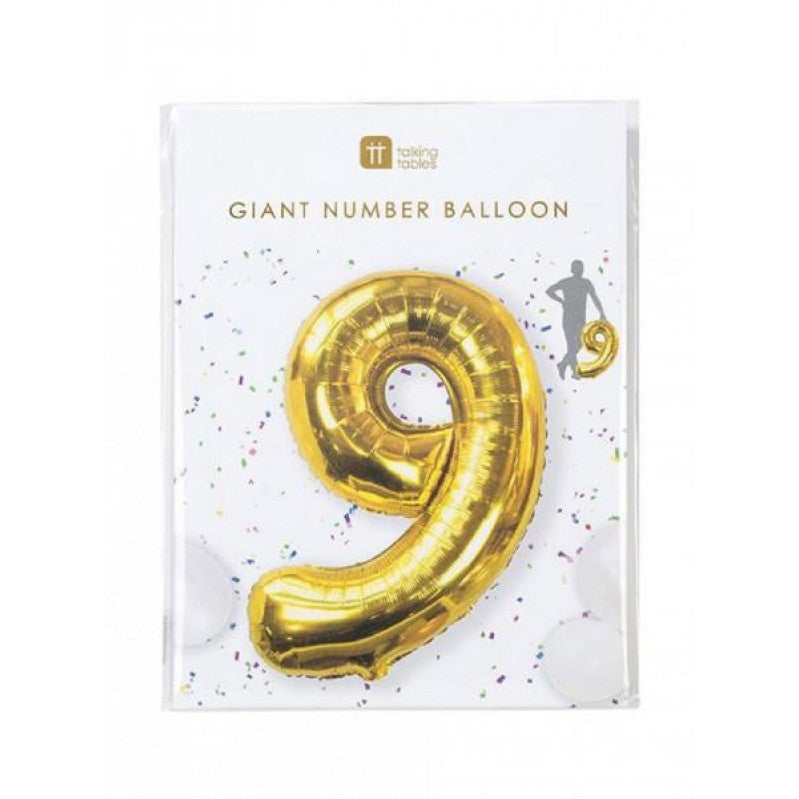 Giant gold number 9 balloon - 85cm