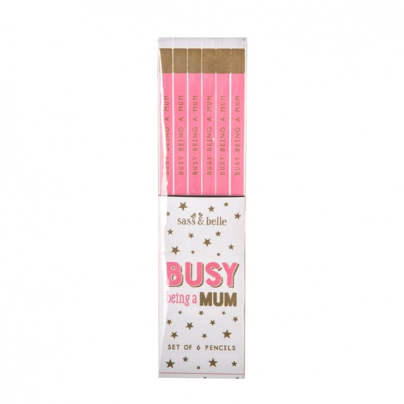 Busy Being a Mum set of 6 pencils