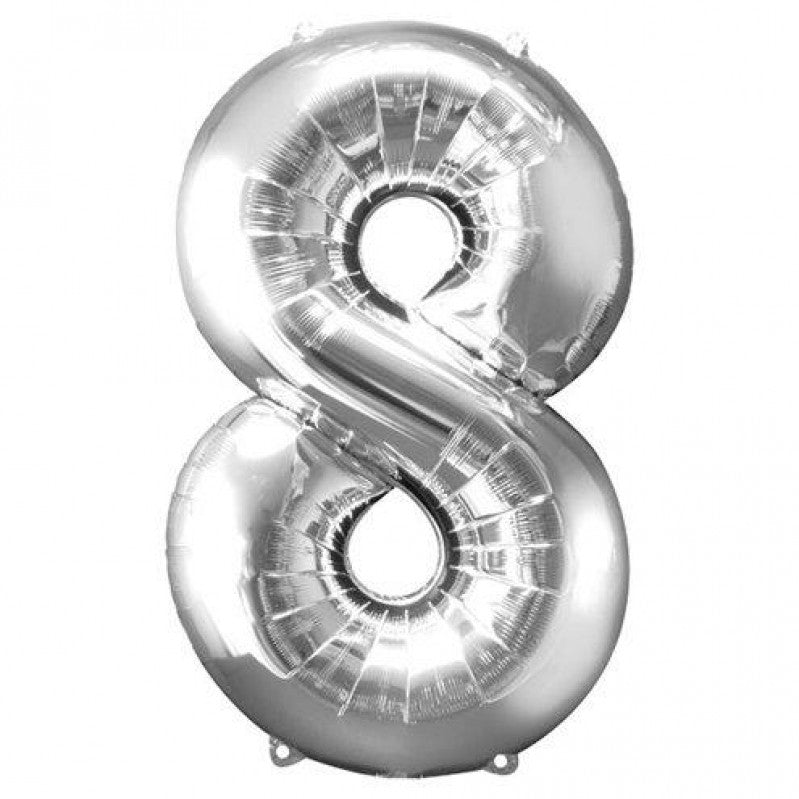 Silver Foil Number 8 Balloon - Pick And Mix - 35cm
