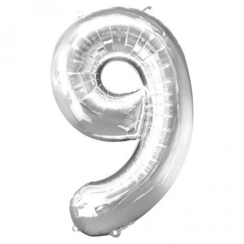 Silver Foil Number 9 Balloon - Pick And Mix - 35cm