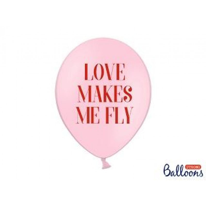 Balloons in pink color Love makes me fly-set of 5 pcs