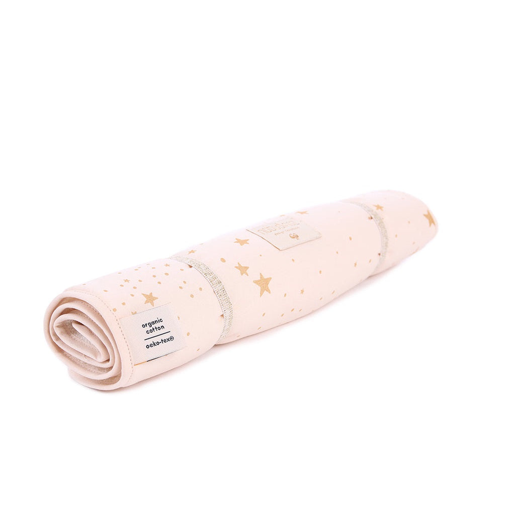 Nomad changing pad - gold stella dream pink 100% organic cotton 60x35cm New Elements Nobodinoz