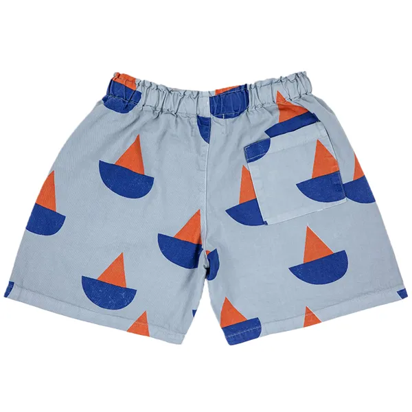 Kid's Light Blue Sail Boat All Over Shorts 2-11Y Bobo Choses