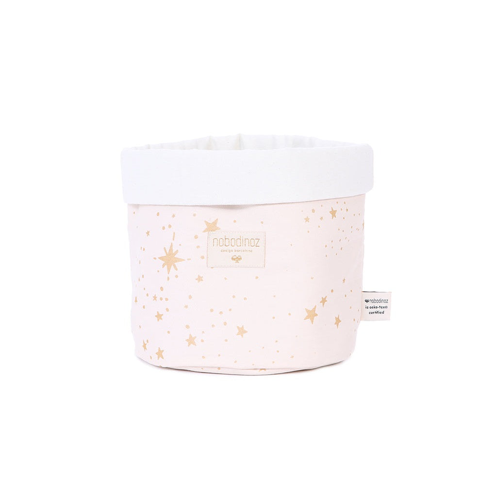 Βαμβακερό καλάθι αλλαξιέρας μικρό για βρεφικό δωμάτιο Panda Gold stella-Dream pink 19x15cm New Elements Nobodinoz