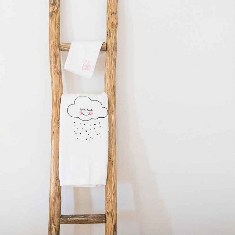 Σετ 2 βαμβακερές πετσέτες με κέντημα συννεφάκι