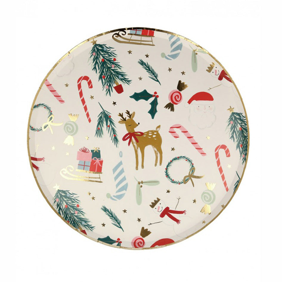 Festive Motif Dinner Plates (x 8)