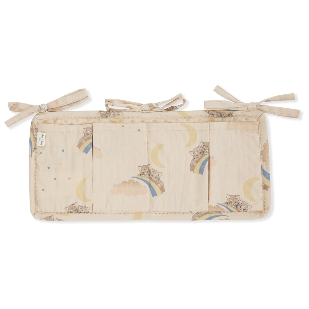 Storage Pockets for Cot Organic Cotton Rainbow Kitty 34x17cm Konges Slojd