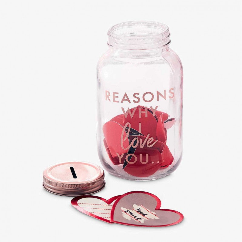 Γυάλινο βάζο με foil καρδιές Reasons Why I Love You  Valentine's Day 9x18cm Gingerray