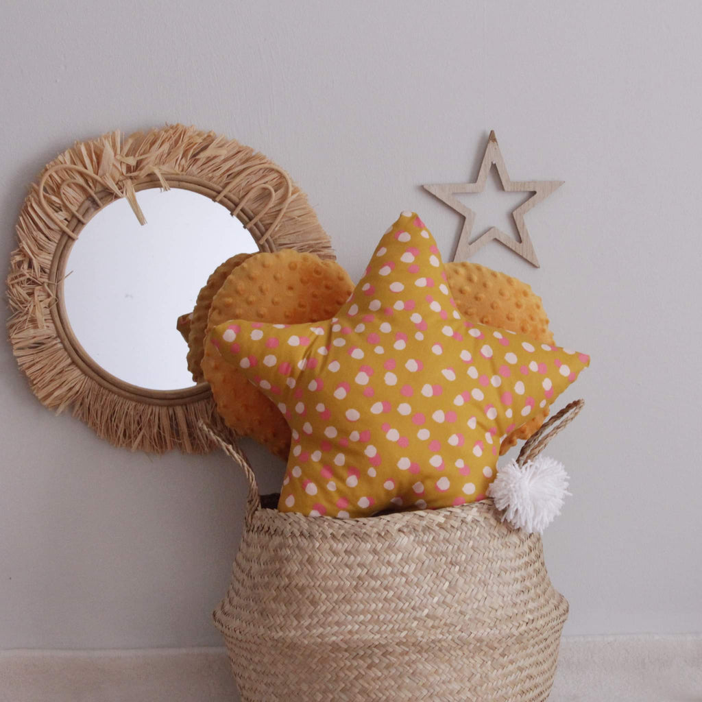 Παιδικό Μαξιλάρι  Ώχρα Πουά Αστέρι 45x45 cm