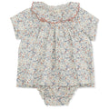 Children's Cotton Floral Romper With Ruffle Collar 6M-3Y Rose Hip Blue Konges Slojd