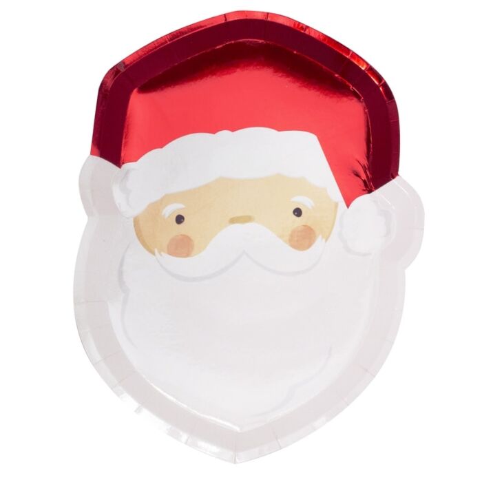 Foil red Santa Claus paper plates (8 pieces)