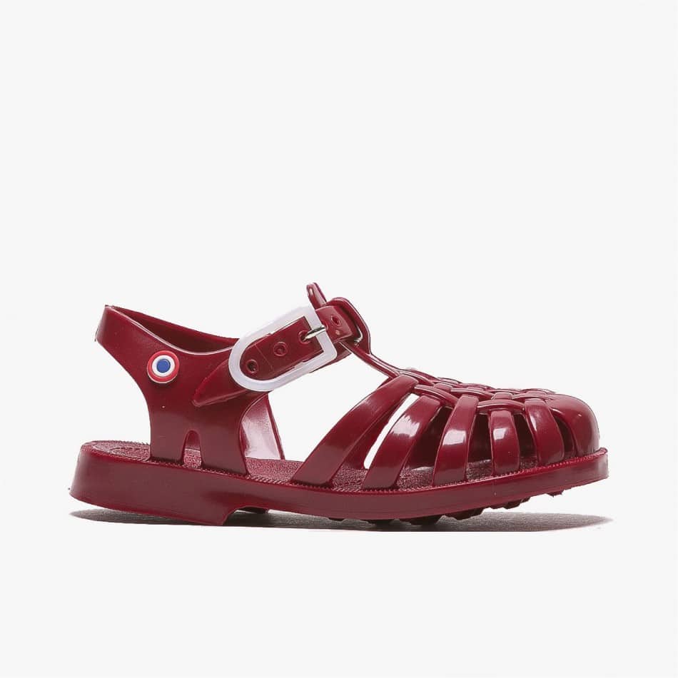 Red plastic online sandals