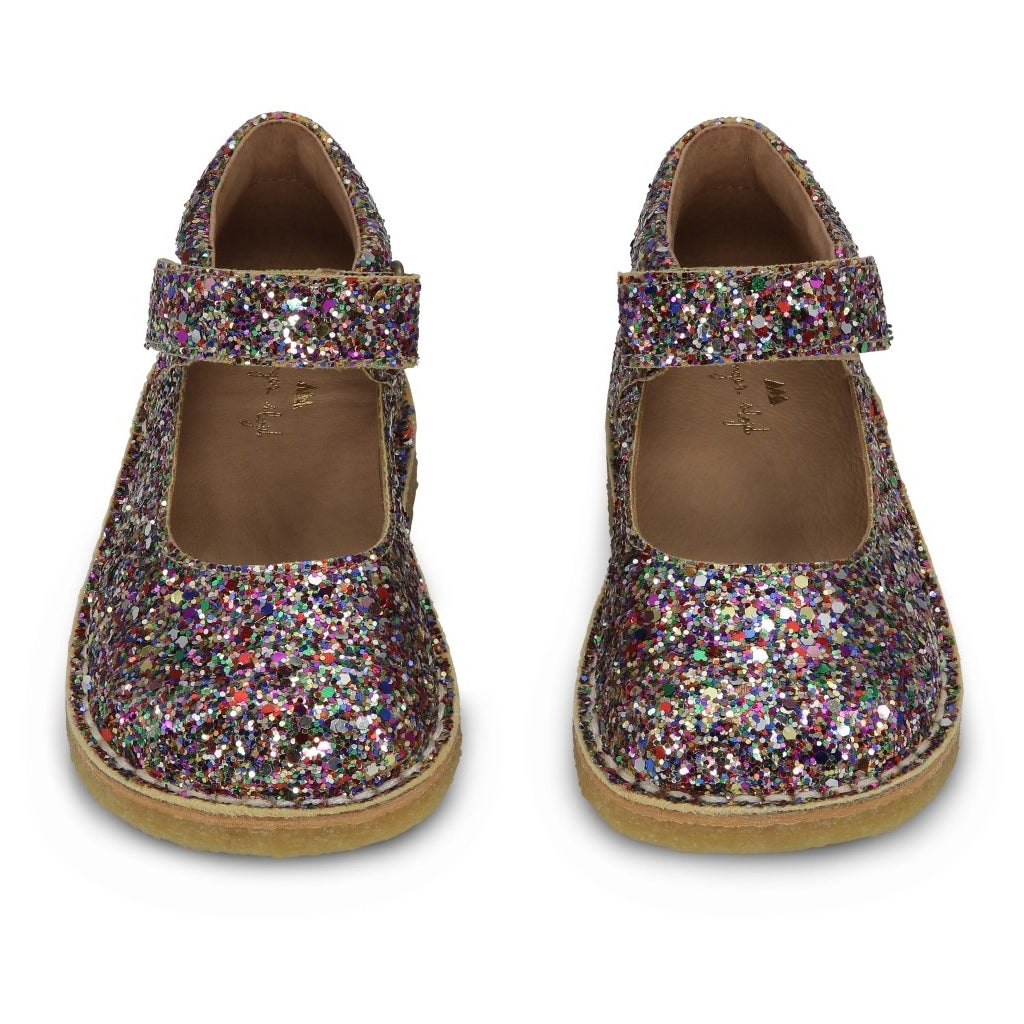 Παιδικό δερμάτινο παπούτσι ασημί με γκλίτερ - Νούμερο 21 Konges Slojd