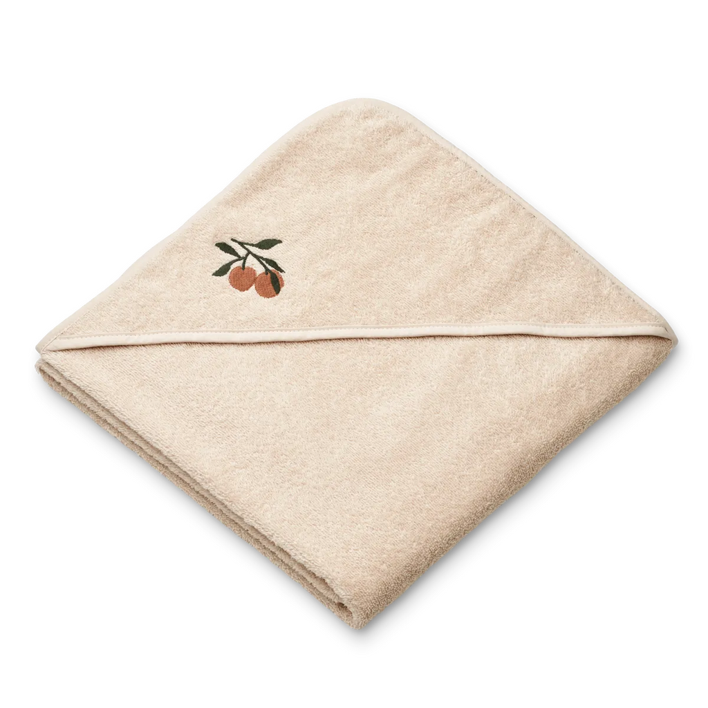 Βαμβακερή βρεφική μπουρνουζοπετσέτα Goya  100x100cm 100% οργανικό βαμβάκι Peach/Sea shell Liewood