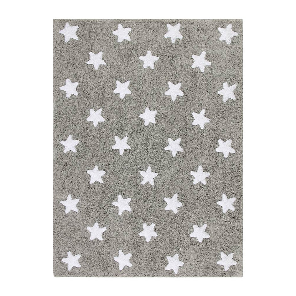 Lorena Canals. Room rug gray stars white 120 x 160cm