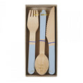 Wooden party cutlery light blue-24pcs-Meri Meri