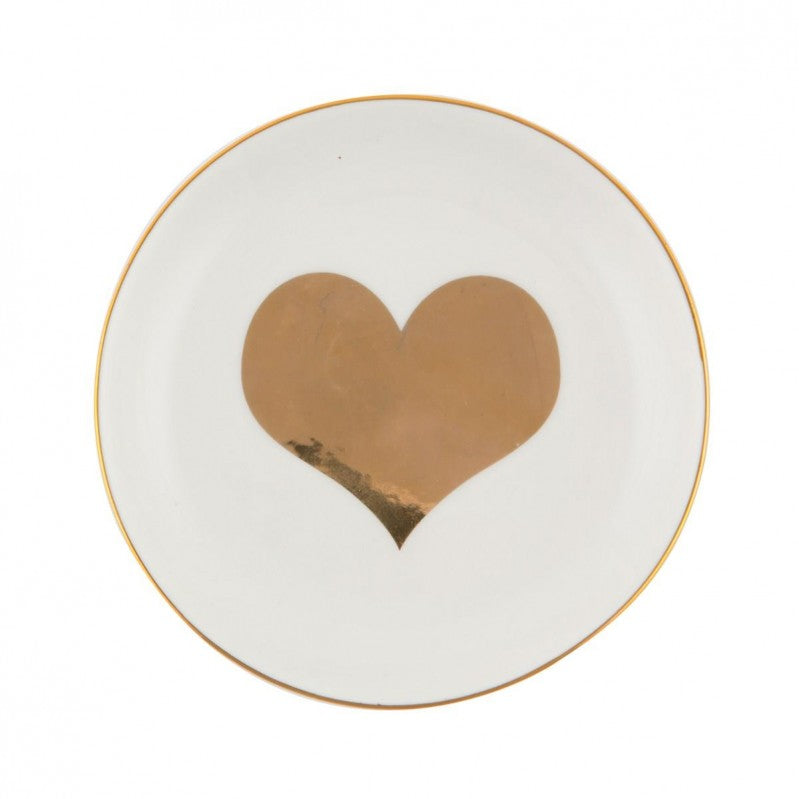 Ceramic plate with foil heart 11.5cm x 11.5cm