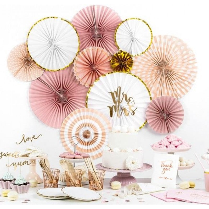 Σετ 3 Λευκές - Χρυσές διακοσμητικές βεντάλιες