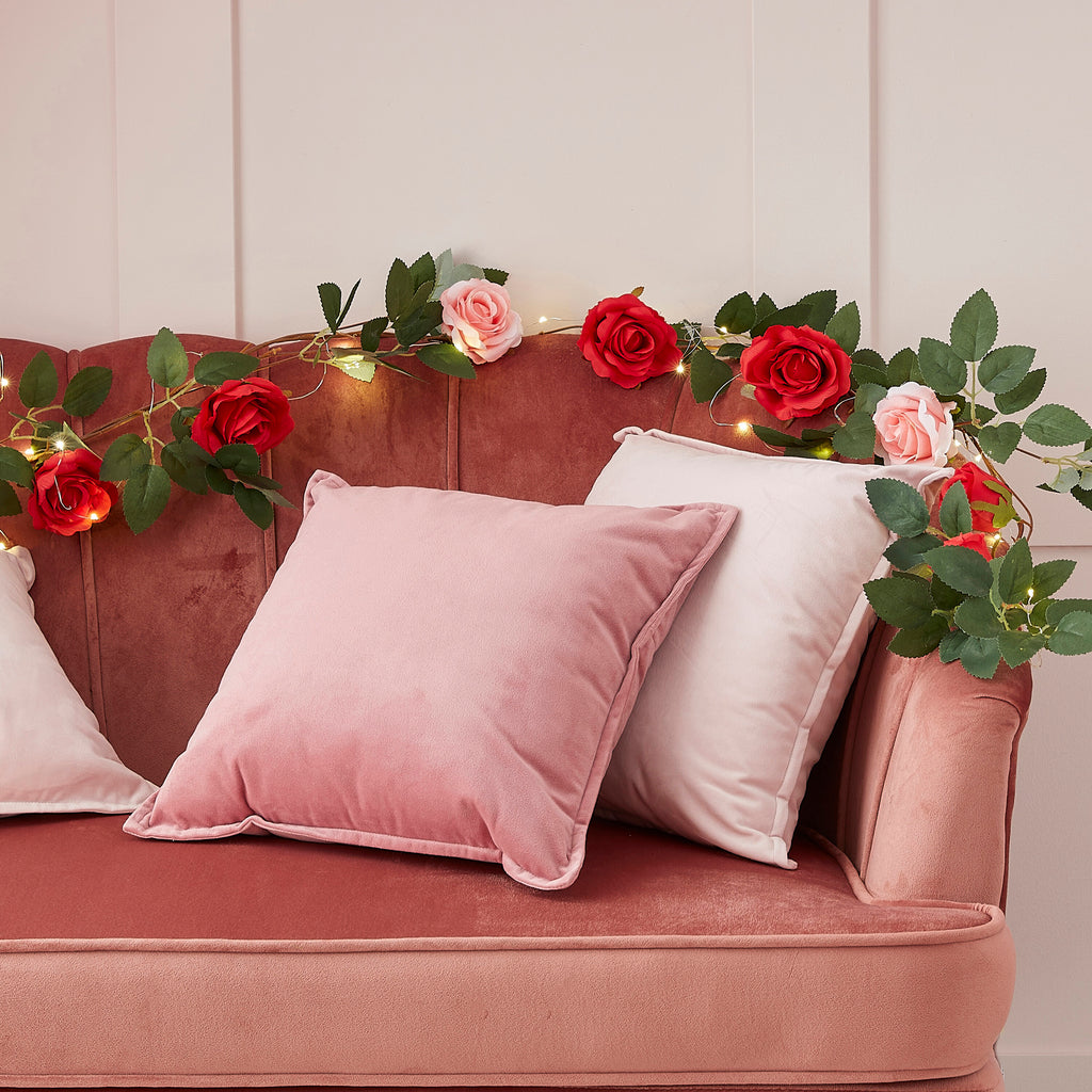 Artificial Rose Garland with String Lights-1.8m