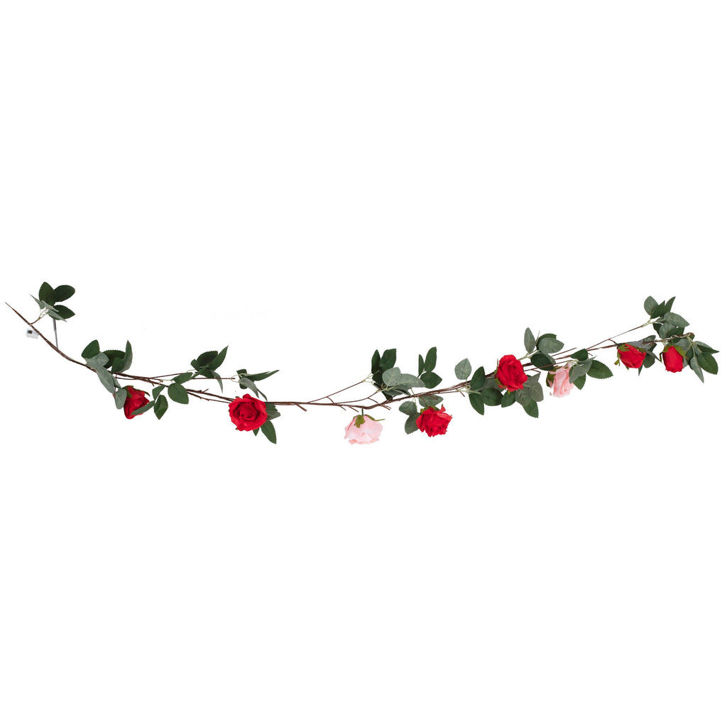 Artificial Rose Garland with String Lights-1.8m